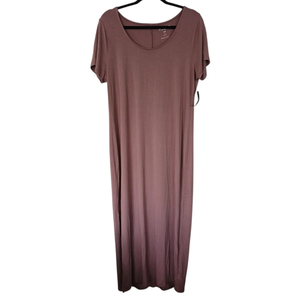 Torrid NWT Mauve Super Soft Short Sleeve Side Slit Maxi Dress Size 0